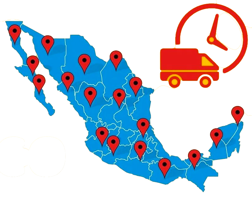 Mapa de México con ubicaciones de envío
