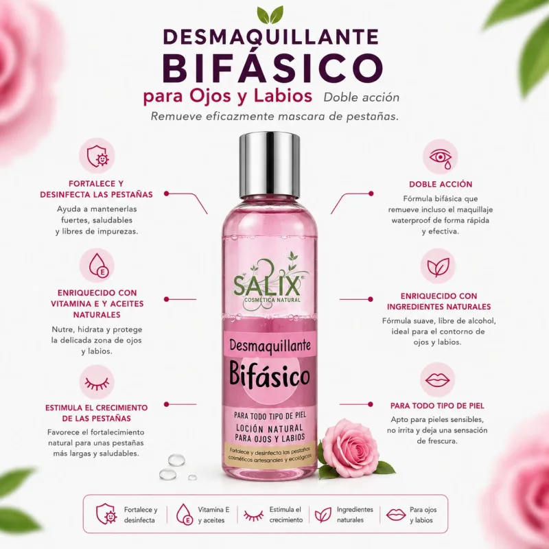 Desmaquillante Bifásico natural para ojos y labios